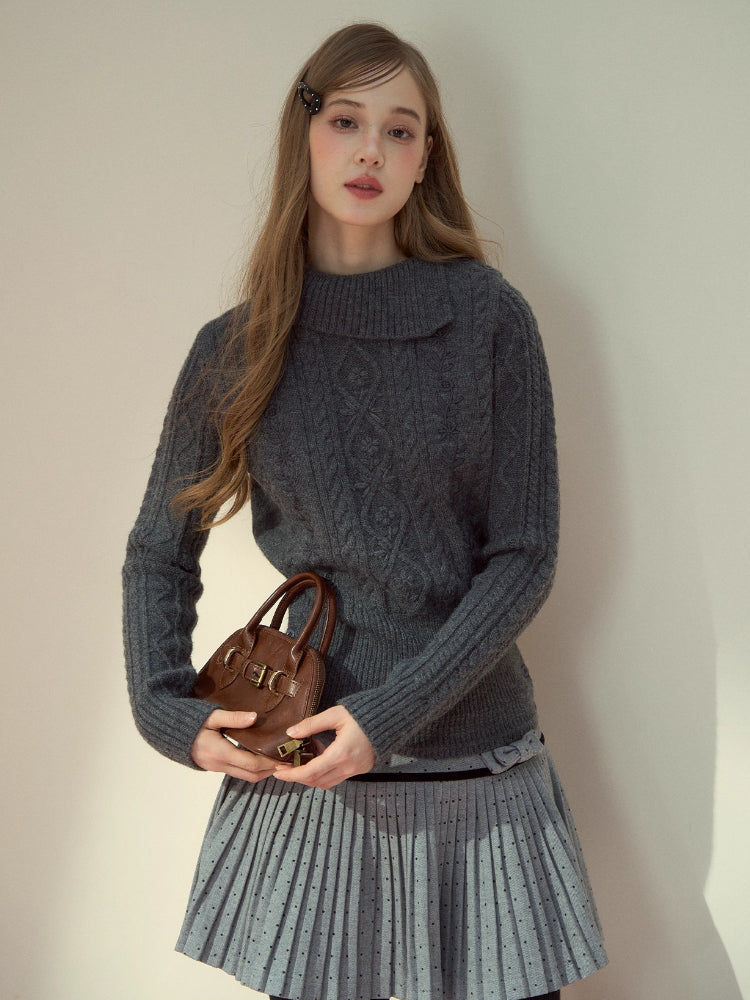 Cable-Knit Mock-Neck Sweater