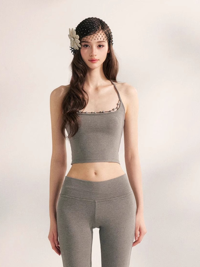 Lazy Weekend Beaded Tank Top &amp; Yoga Pants Set