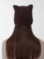 Knitted Cat-Ear Beanie with Hand-Stitched Label
