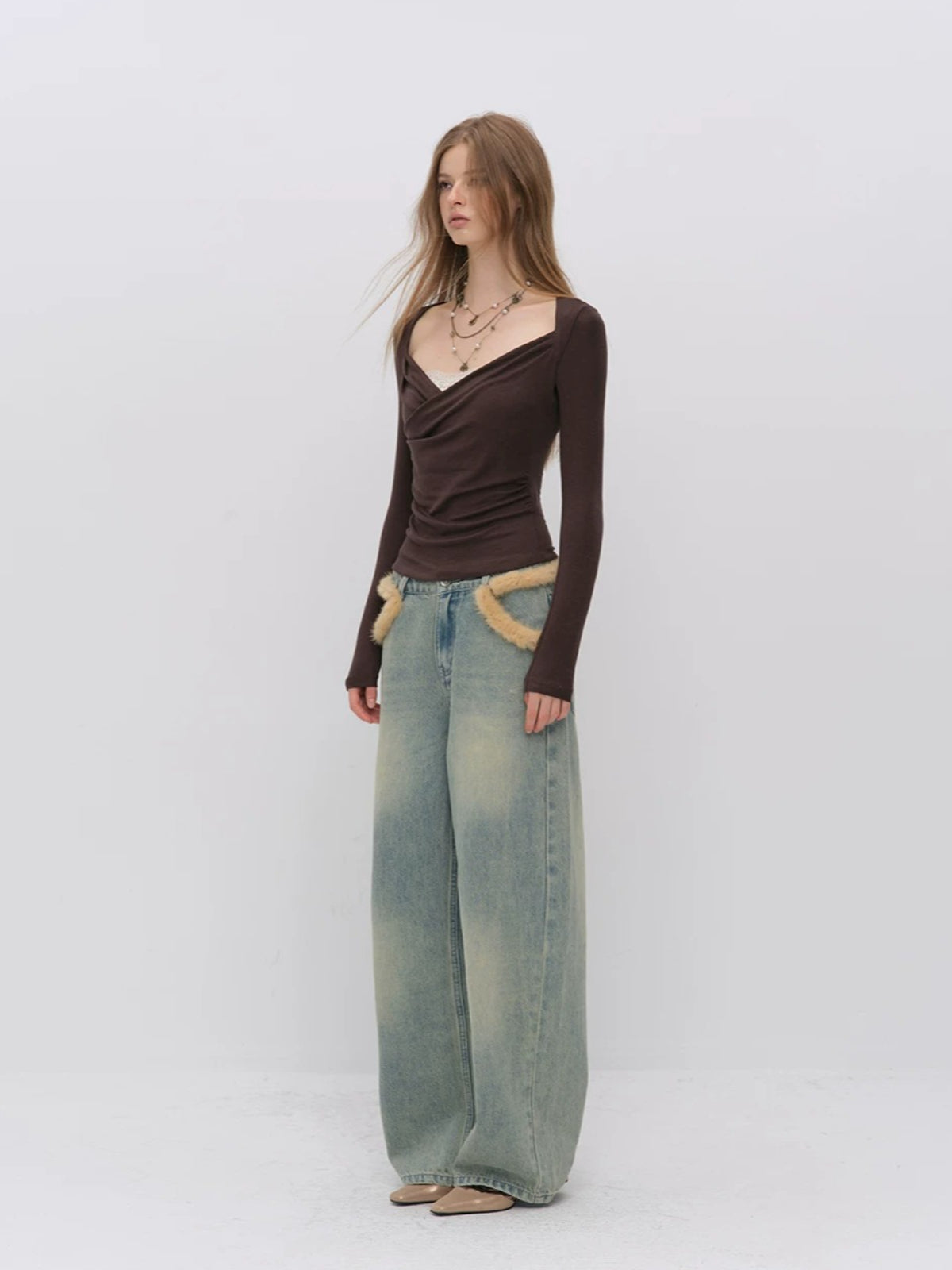 Vintage Washed Wide Leg Jeans