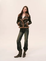 Asymmetric Fur-Trimmed Faux Leather Jacket