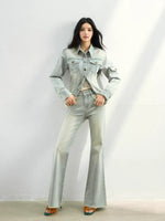 Studded Raw-Hem Flared Jeans