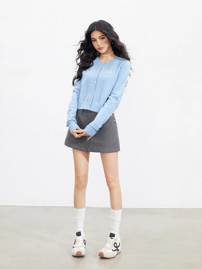 Blue &amp; Yellow Rolled Hem Knit Cardigan