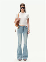 +5CM N1 Washed Suede Flare Jeans