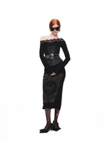 Burnout Knit Midi Skirt