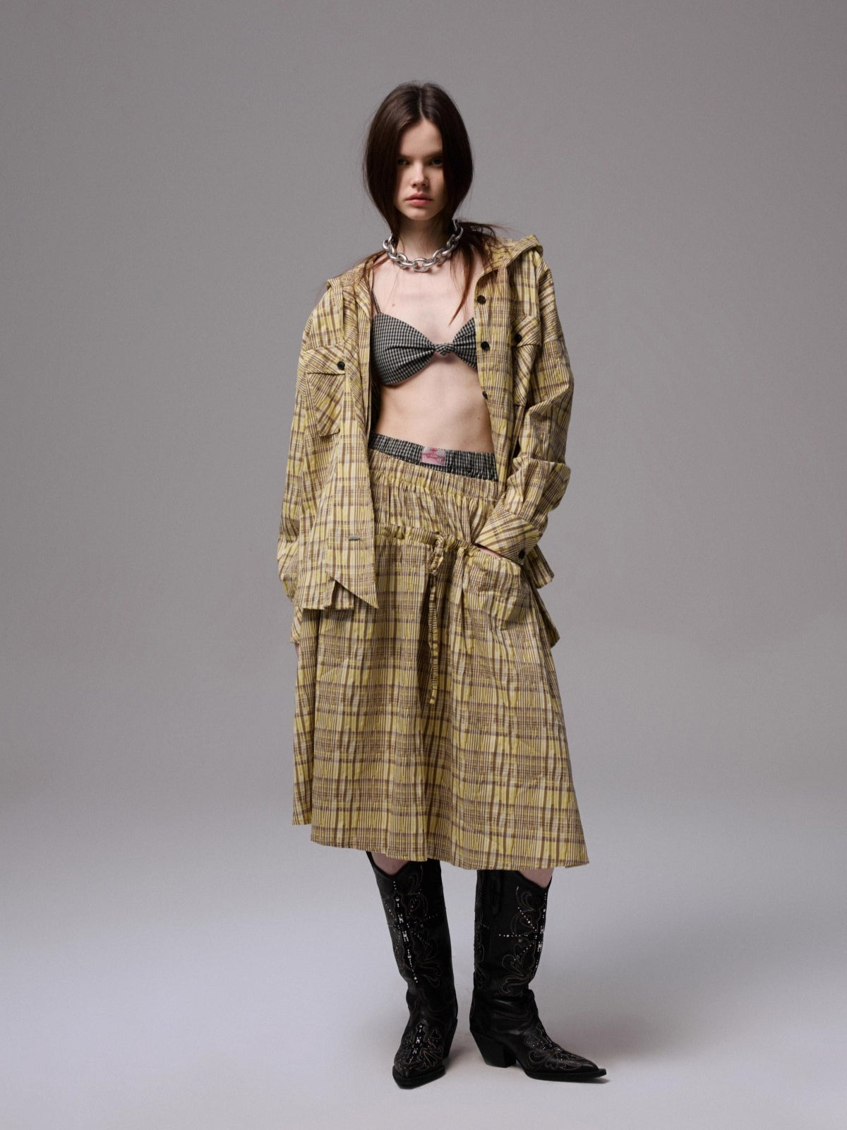 Vintage Plaid Twist Bra
