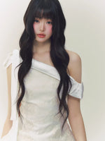 White Satin Embroidery Tulle Dress