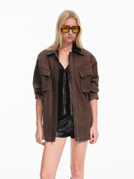 Vintage Contrast Collar Utility Jacket