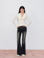 Rose Draped Knit Top