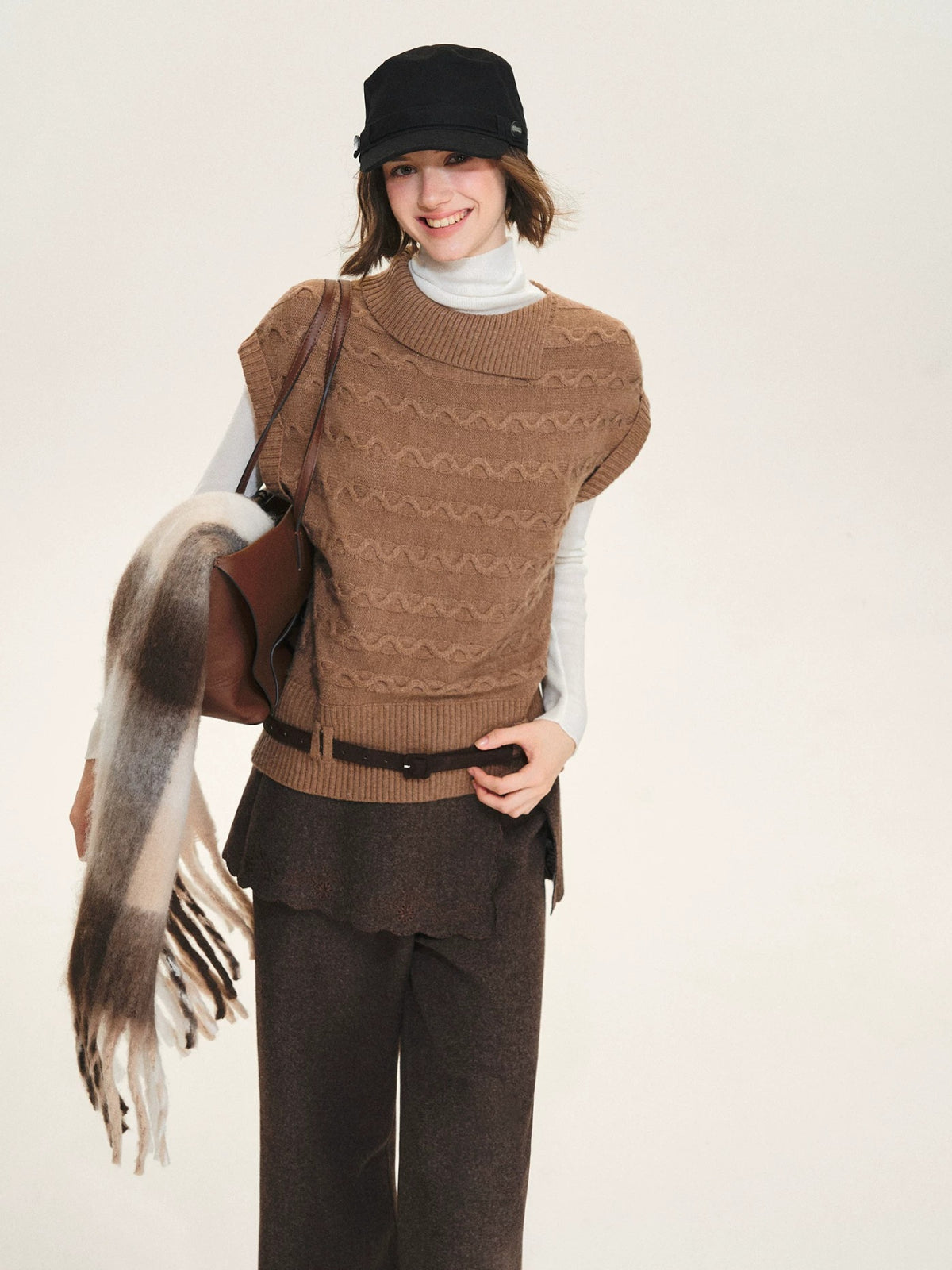 British Style Checked Fringed Scarf