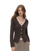 Cable-Knit V-Neck Cardigan