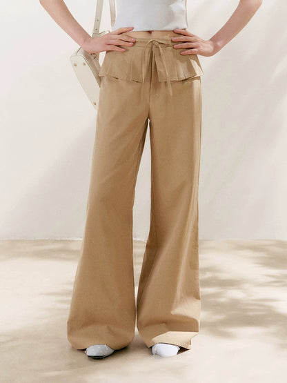 Pleated Wide-Leg Cargo Pants