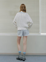 College Contrast V-Neck Knit Sweater
