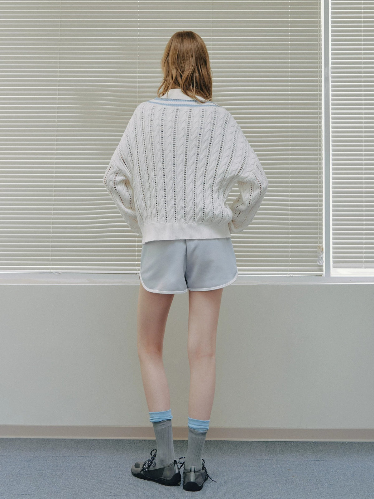 College Contrast V-Neck Knit Sweater