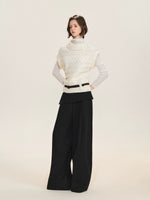 Belted Collared Wool Blend Vest