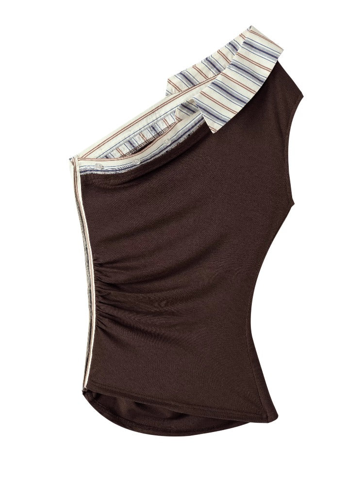 Asymmetric Collar Knit Top