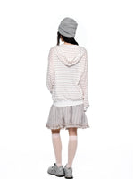 Striped Hooded Long Sleeve Top