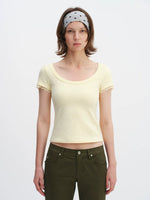 Lace Trim U-neck Tee
