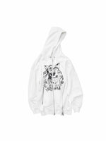 Cat Graphic Double-Zip Convertible Hoodie Jacket
