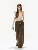 Metal Button Wide Leg Pants