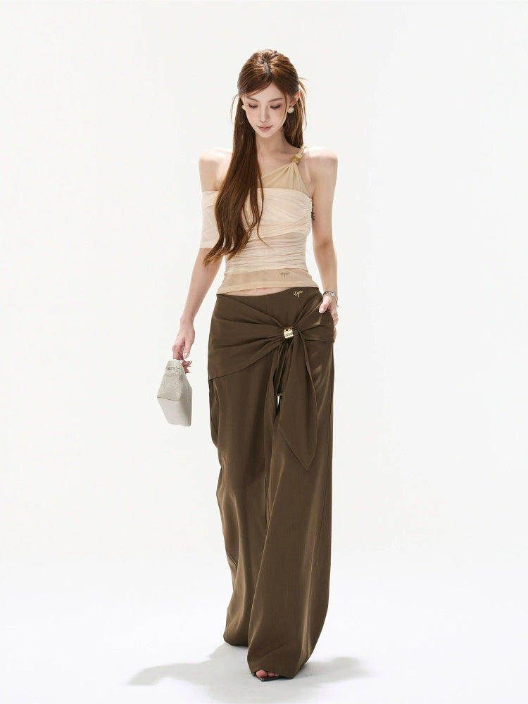 Metal Button Wide Leg Pants