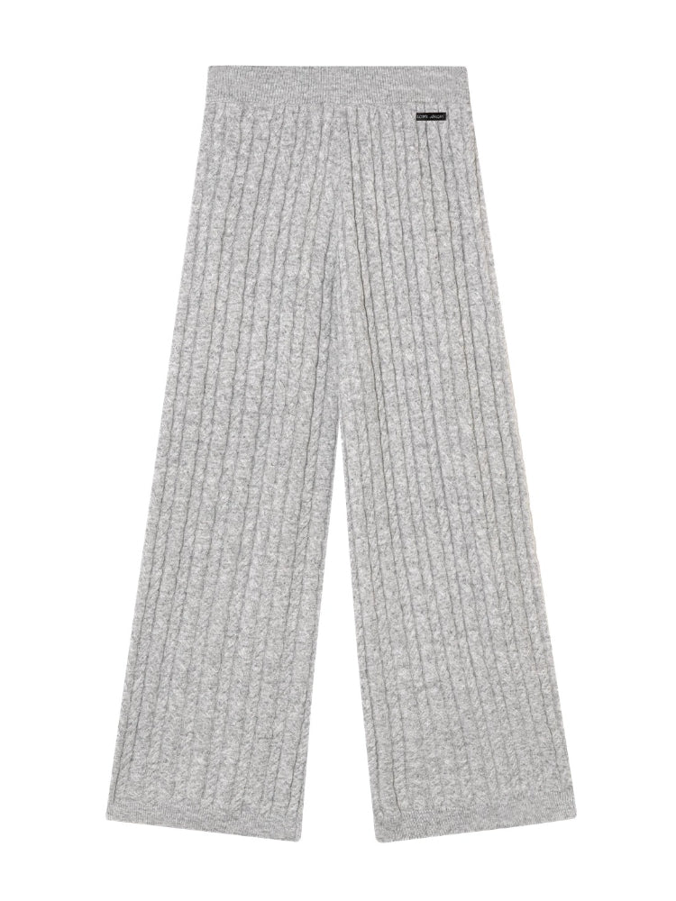 Wool Blend Cable Knit Hoodie and Pants Set