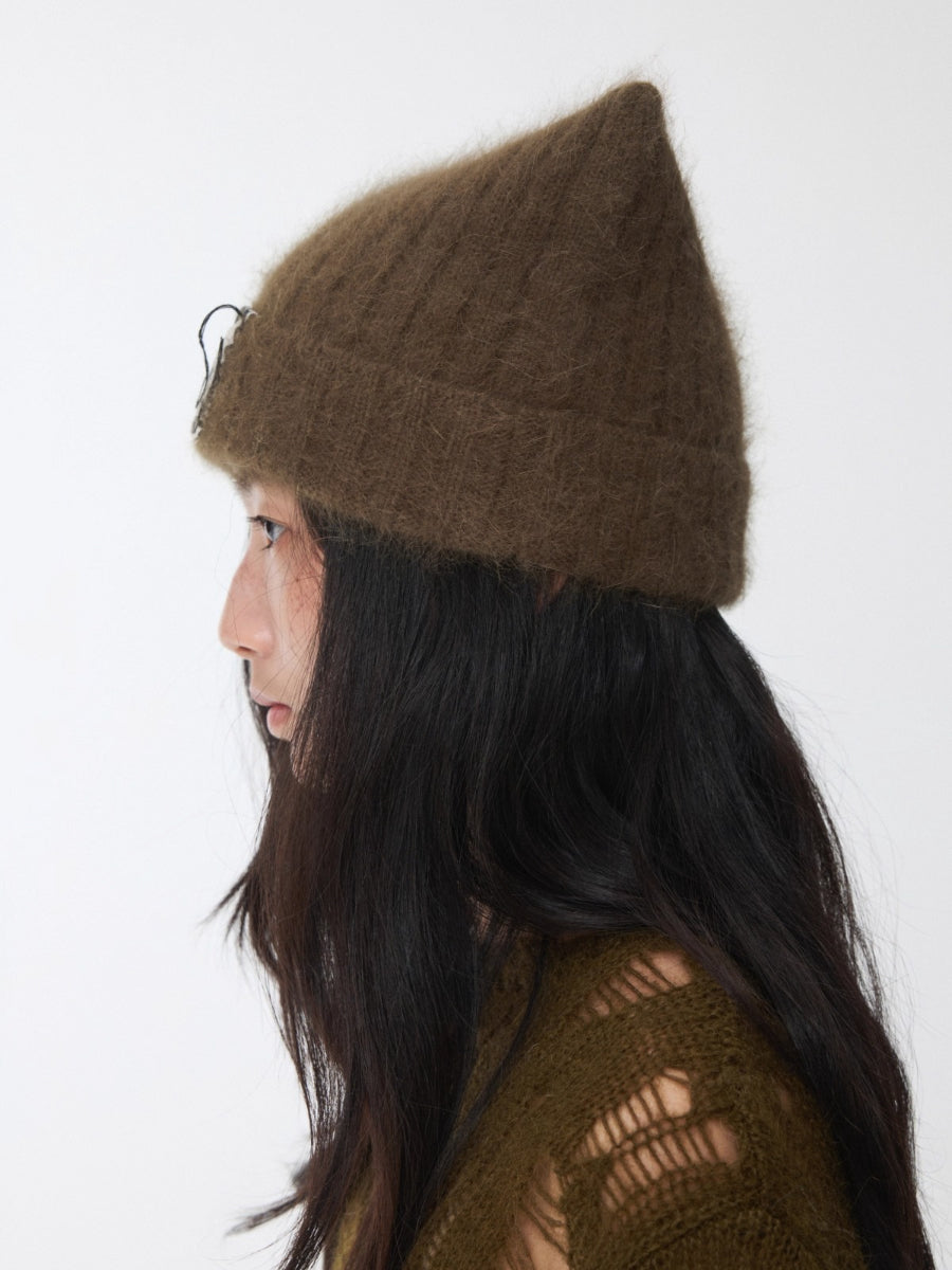 Knitted Cat-Ear Beanie with Hand-Stitched Label
