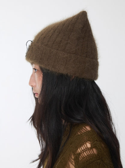 Knitted Cat-Ear Beanie with Hand-Stitched Label