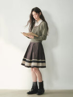 Floral Collar Bow Cable Knit Sweater