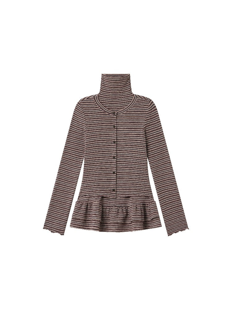 Ruffle Layered-Look Mock-Neck Top