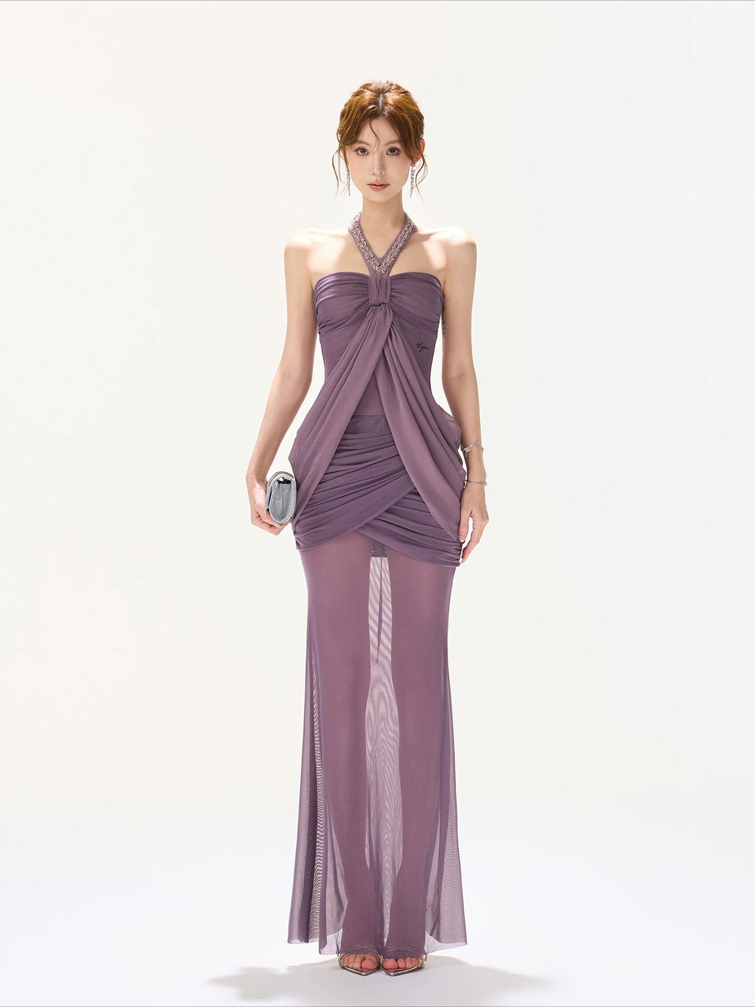 Rhinestone Halter Mermaid Dress