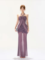 Rhinestone Halter Mermaid Dress