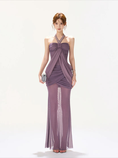 Rhinestone Halter Mermaid Dress