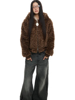Faux Wool Hooded Short Coat