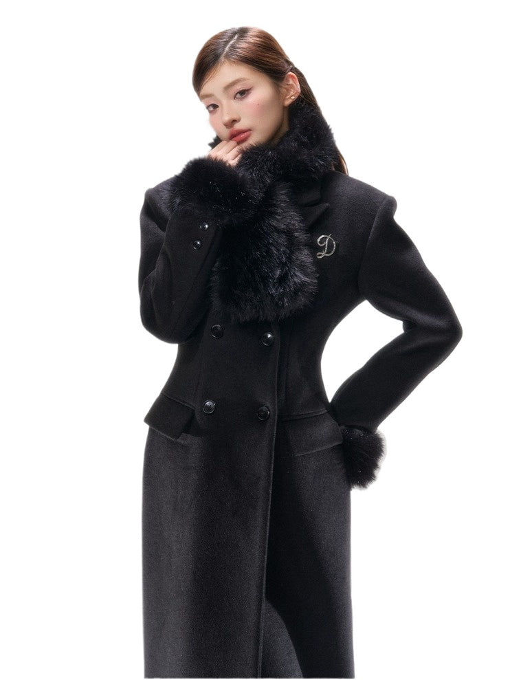 Tailored Hourglass Wool-Blend Double-Faced Overcoat