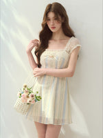 "Tide Coast" Striped Colorblock A-Line Dress