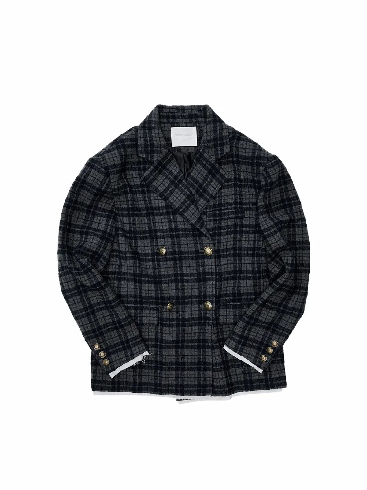 Vintage Plaid Oversized Wool Blazer