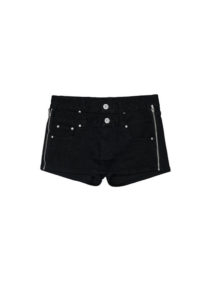 Double Waistband Reversible Denim Mini Skirt