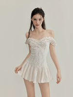 Jacquard Ruffle Mini Dress