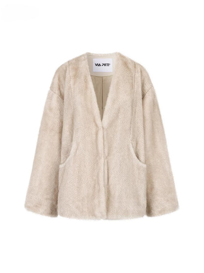 Ombre Faux Fur Pocket Coat