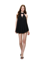 Vacation-Style Slim Halter Dress