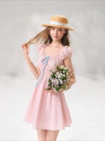 French Floral Tie Waist Dress