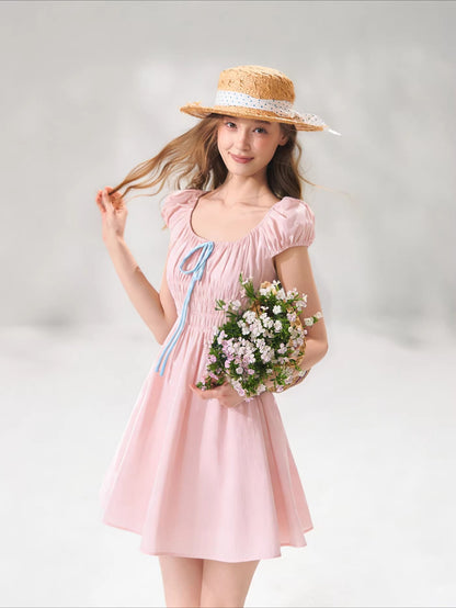 French Floral Tie Waist Dress