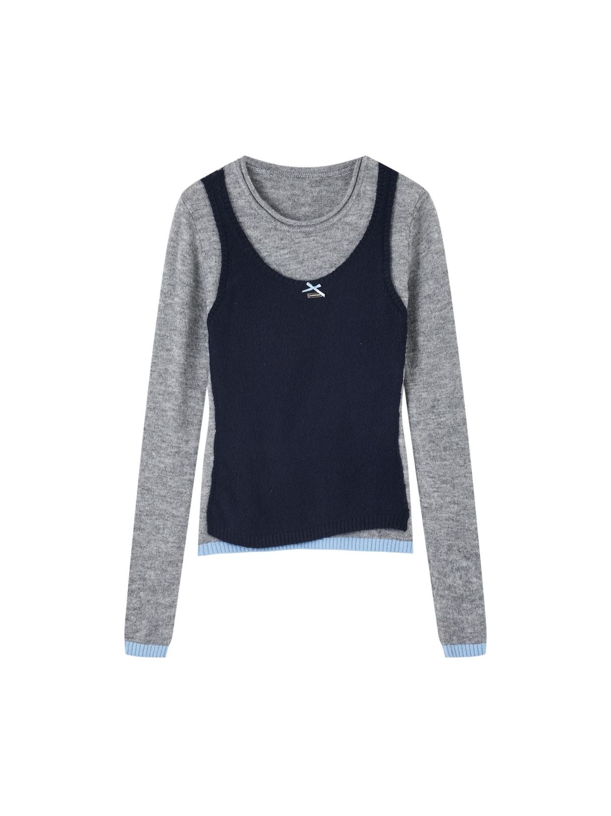 Contrast Layered Vest Sweater