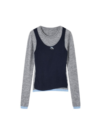 Contrast Layered Vest Sweater