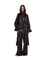 Stand Collar Cropped Leather Jacket