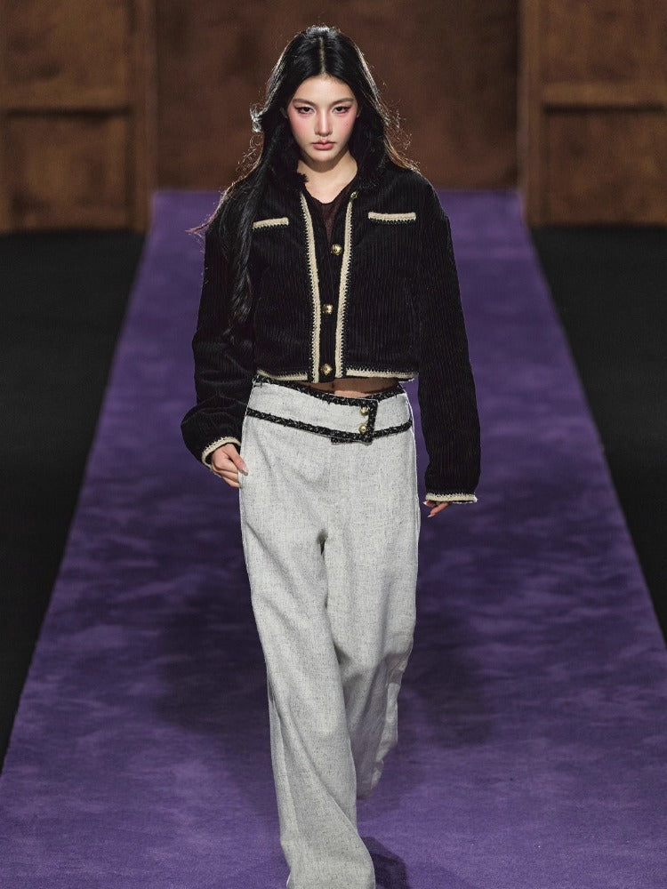 Wide-Waist Tailored Trousers