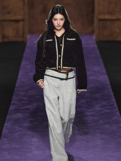 Wide-Waist Tailored Trousers