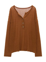 Textured Henry Neck Long Sleeve Top
