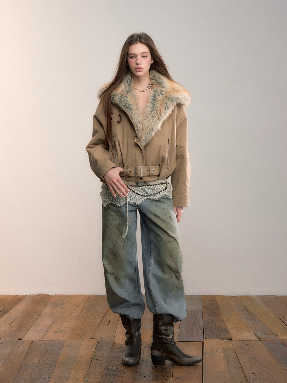 Gradient Faux Fur Cotton Coat